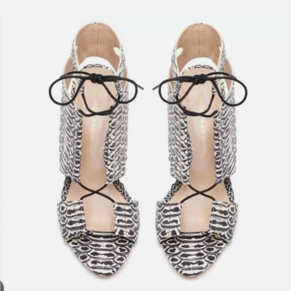 Loeffler Randall Black & White Scarlet snakeskin heels